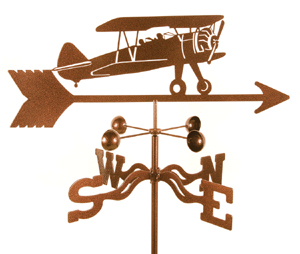 Stearman Biplane Weathervane - Roof Mount - Click Image to Close